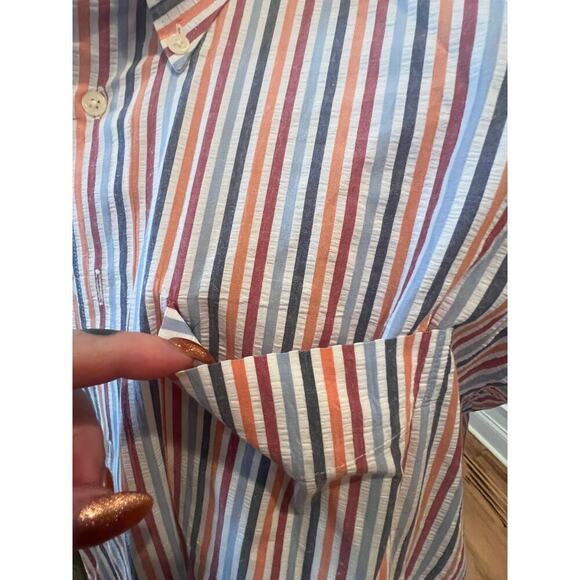 JOS. A BANK STRIPED SHORT SLEEVE BUTTON UP MENS LARGE - Picture 4 of 7